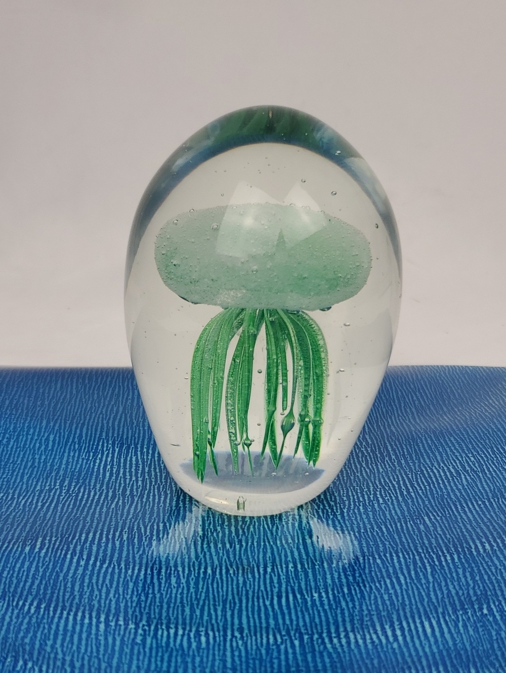 Green Jellyfish Glass Art Paperweight